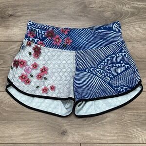 INKnBURN Kraze Performance Lined Running Shorts Blue Denim Pink Size 6